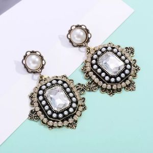 Chunky White Gold Vintage Gemstone Earrings